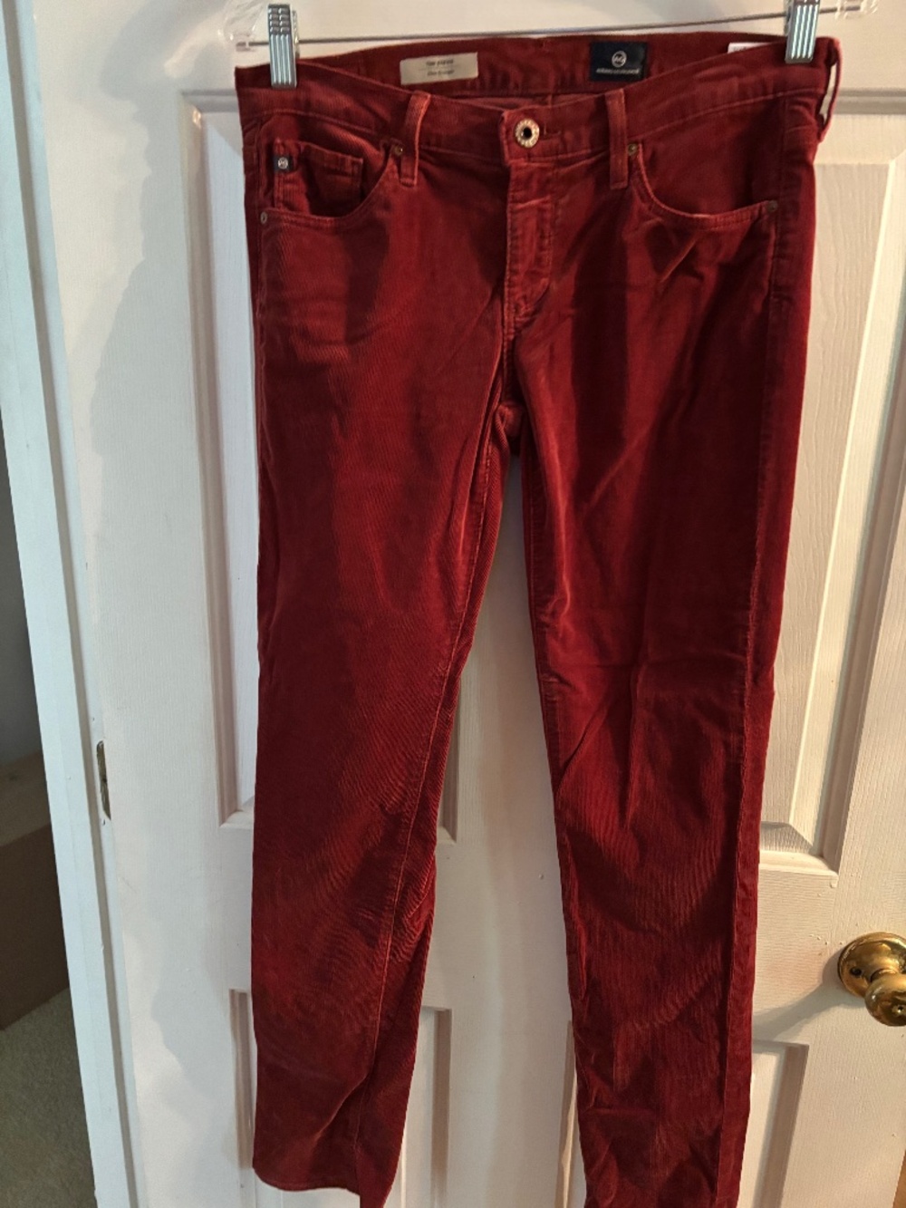 AG Adriano Goldschmied The Stevie Red Corduroy Five Pockets Pants Size 27R